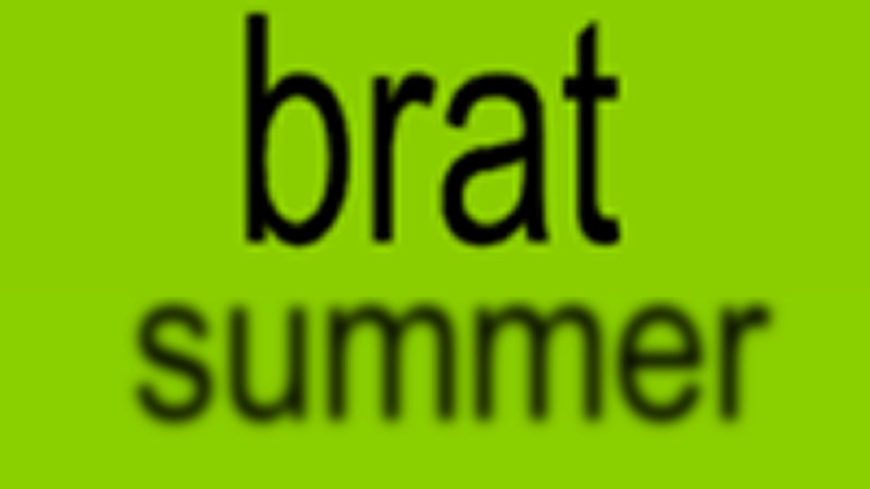 Brat Summer text reading "brat summer" in reference to charli xcx's album.