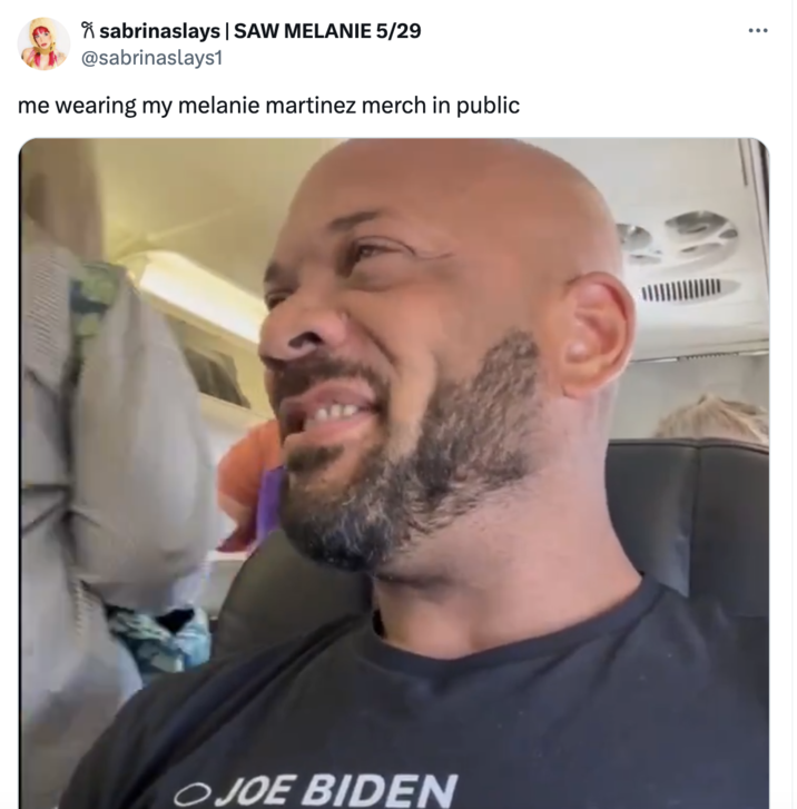 Wearing my Melanie Martinez shirt in public sabrinaslays | SAW MELANIE 5/29 @sabrinaslays1 me wearing my melanie martinez merch in public JOE BIDEN